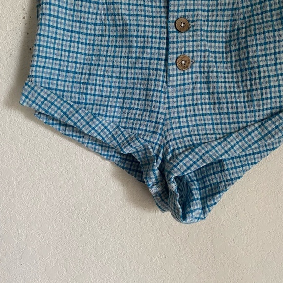 Free People Checked Out Plaid Micro Brief Style Retro Linen Blend Boho Shorts 4 - Picture 9 of 14